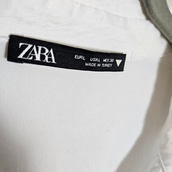 Zara White Mini Wrap Look Dress Sz Large - Picture 6 of 12